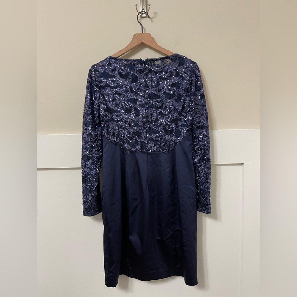 Lauren Ralph Lauren Evening Blue Sequin Formal Shift Dress Size 10 - Picture 6 of 10